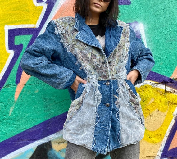 Giacca in denim imbottita vintage anni 90 da DOMINO D sseldorf