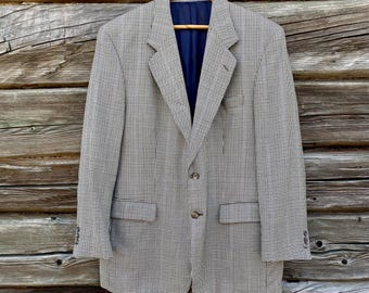 Blazer a quadri Burton Menswear: tweed di lana beige, taglia 42