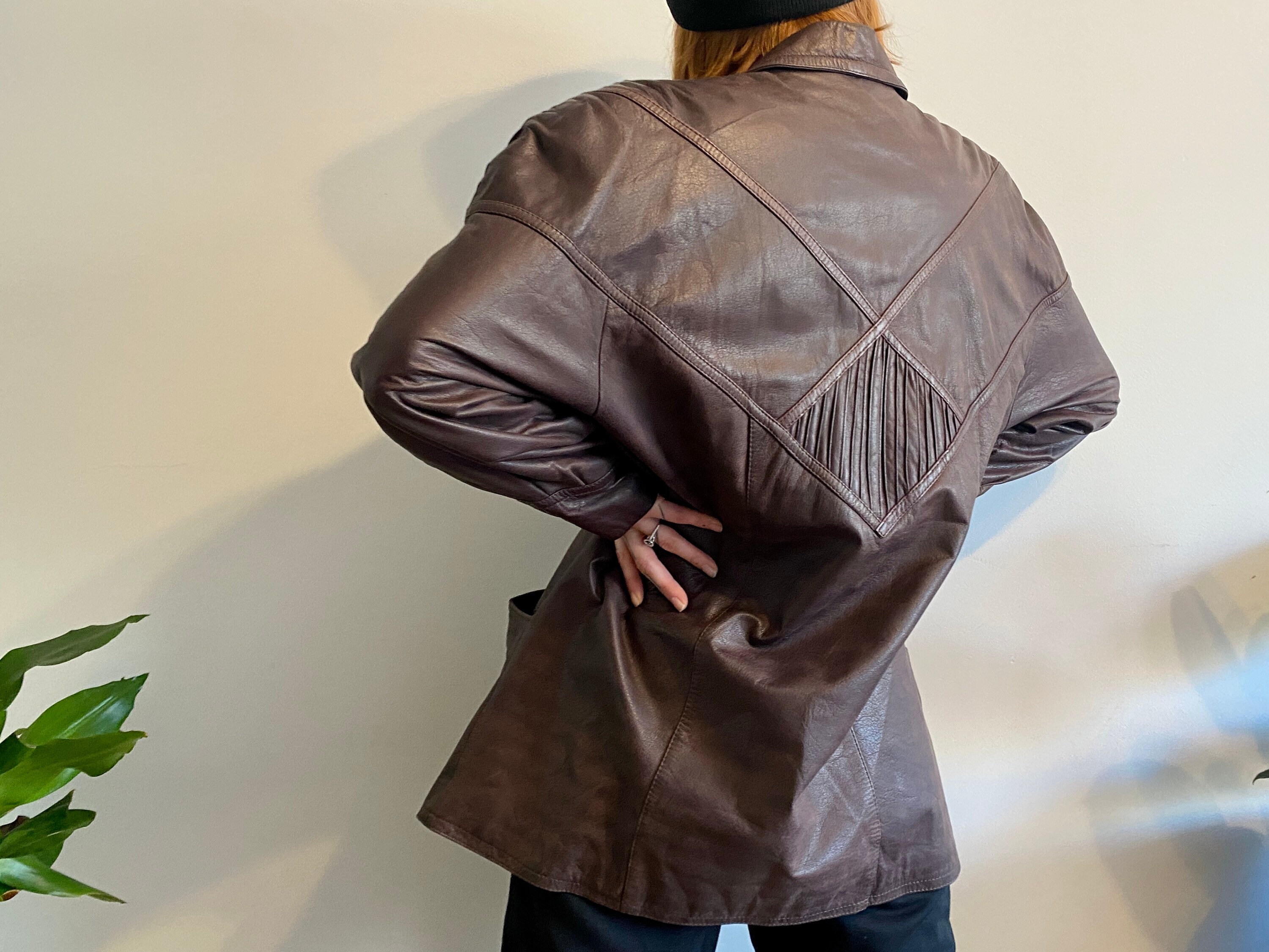 Superb vintage leather Jacket with artistic shoulders MONTES - Etsy