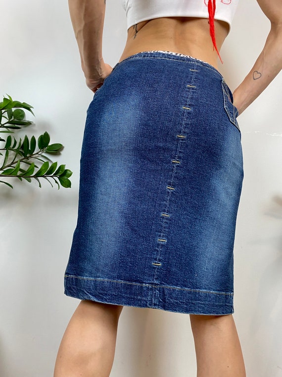 Miss Sixty Skirt, denim bottoms, Blue vintage mid… - image 5