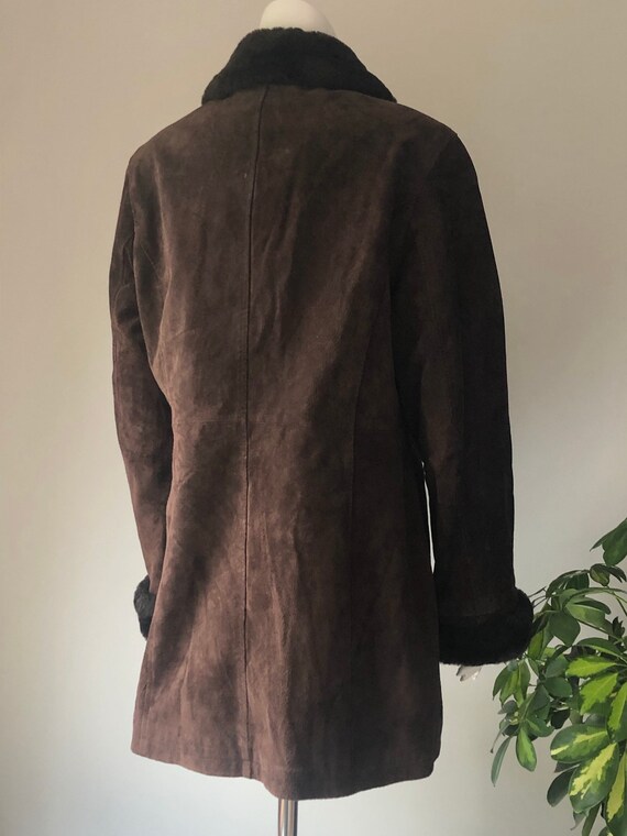 Vintage women’s leather coat, winter parka, brown… - image 8
