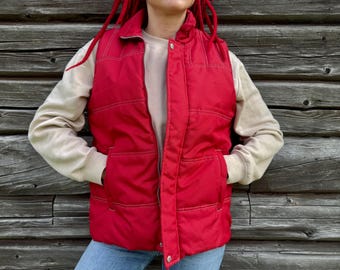 Sailing team vest from ROGER KENT 90s, red sailow waistcoat, size D46