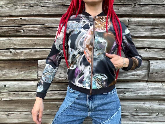 Ted Baker, Ted baker abstract bomber, comfy slim club wear, size 0, XXS/XS