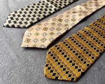 Vintage Geometric Pattern Necktie Set: Classic Men's Ties