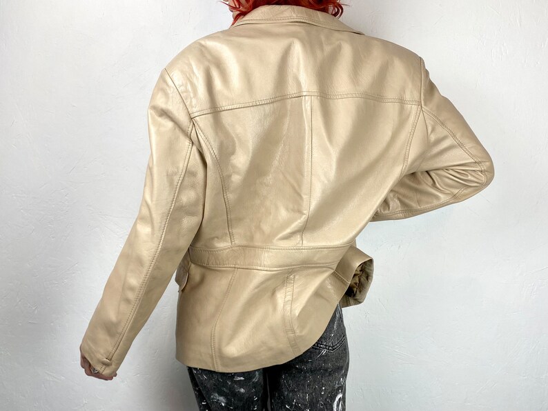 Vintage Petruska Leather Blazer: 80s Beige Jacket, Finland - Etsy