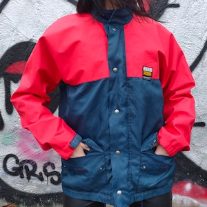 NAVA windbreaker jacket by &quot;Ciesse Piumini&quot; jacket vintage, retro rain jacket, Gore-tex. Red/blue size XS, 40-42