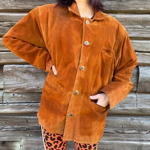 Chaqueta de ante de KEENAN LEATHER, chaqueta vintage de ante para hombre, estilo urbano de los 90, estilo hipster, chaqueta de piloto, chaqueta de papá, talla L