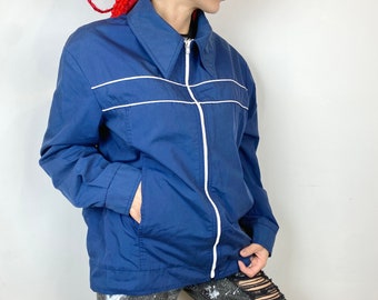 Vintage 80s Viima Sport Windbreaker Jacket: Navy Blue Tracksuit
