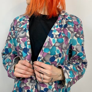 Vintage Cotton Blazer: Funky Colorful Circle Pattern, Size M/L