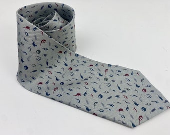 VW auto necktie vintage feather pattern MARJA KURKI, Men’s Neck tie, Adult auto tie, Small print, cute grey tie Volkswagen