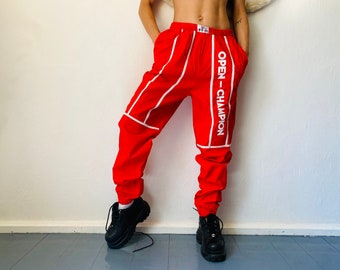 Pantaloni da tuta rossi vintage: Open Champion Street Style, taglia XL