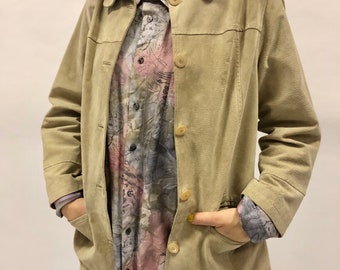 Leren trenchcoat, jaren 90-ontwerp Echt leren damesmaat M-L, beige