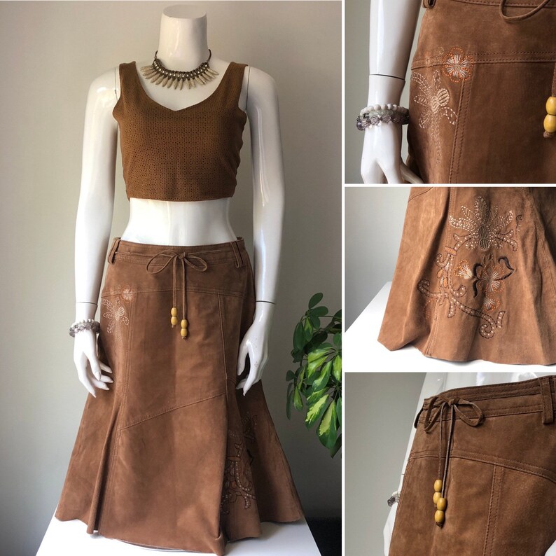 quantity-limited-promotion-leather-boho-skirt-flower-embroidery-midi