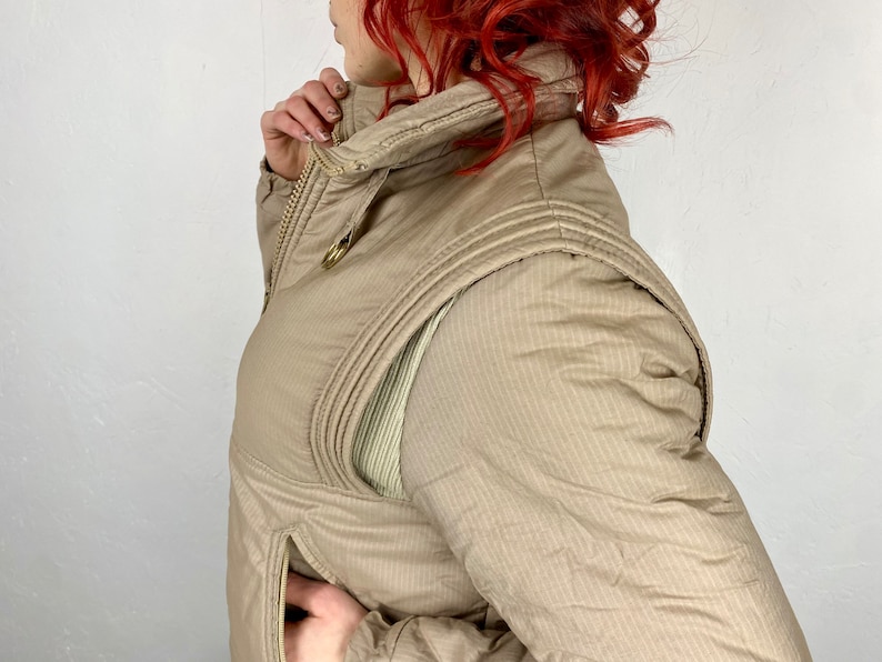 Vintage jacket from LUHTA 80s, vintage zipper jacket warm, cosmic vibe , armpit ventilation, windbreaker beige jacket, size S/M image 4