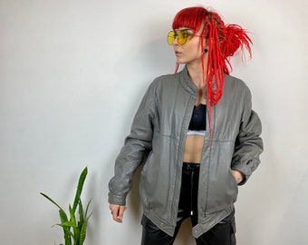 Vintage FRIITALA Leather Bomber Jacket – Finnish Design Pilot Coat, Minimalist Street Style, Size C48