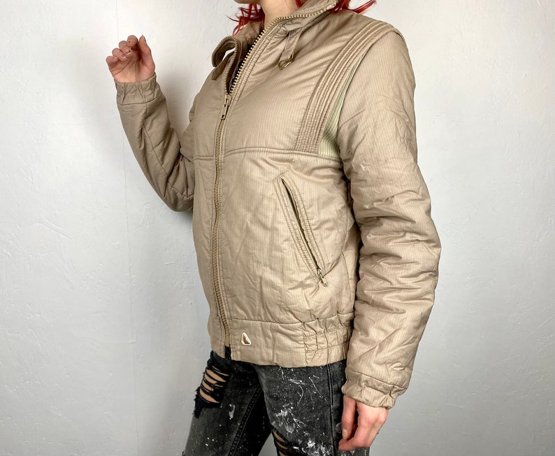 Vintage jacket from LUHTA 80s, vintage zipper jacket warm, cosmic vibe , armpit ventilation, windbreaker beige jacket, size S/M image 3