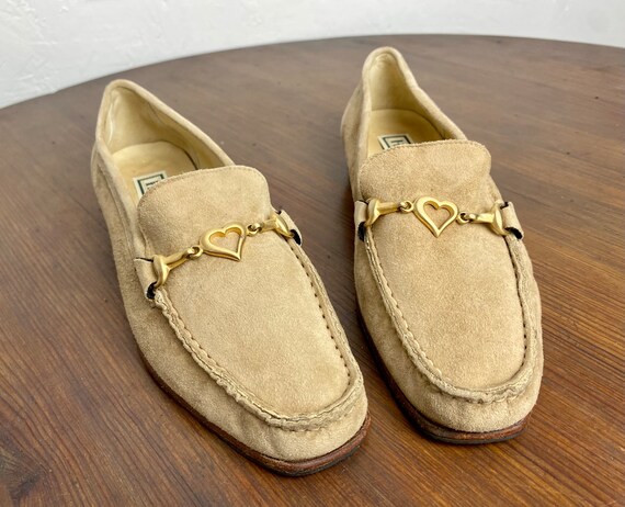 Vintage moccasins beige suede leather from HB mad… - image 8