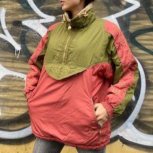 Warm winter jacket HEAD 90s, skii jacket, big pocket weather protect , waterproof green pink gold, winter weather protect bomber, size L
