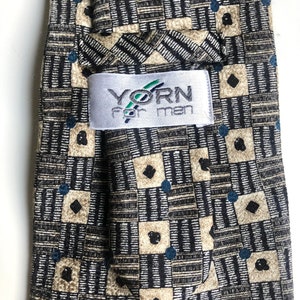 Vintage YORN silk Grey Dads tie geometric square Neck Tie, rubric cubic patter, mens necktie, Adult tie image 6