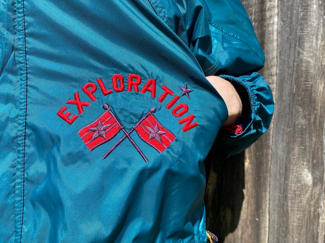 vintage-80s-windbreaker-jacket-turquoise-red-blue-size-s-etsy