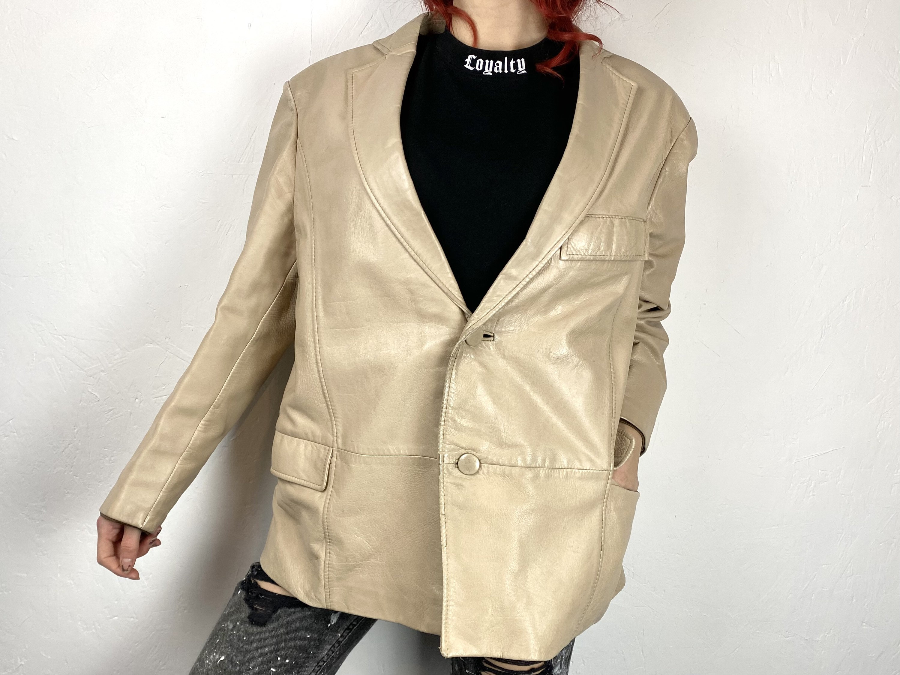 Vintage Petruska Leather Blazer: 80s Beige Jacket, Finland - Etsy