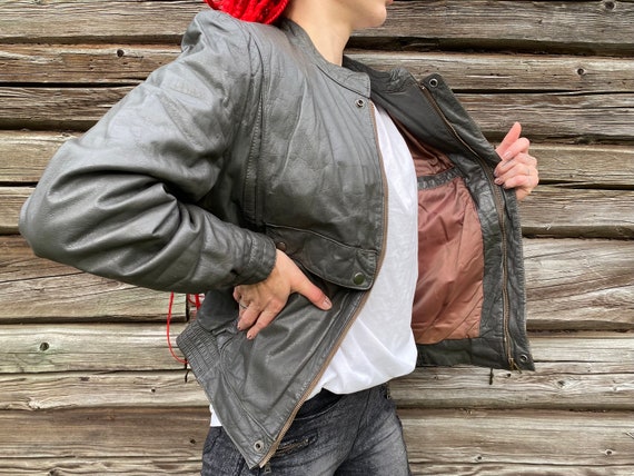 Gray leather bomber jacket from BHS  design, vint… - image 7