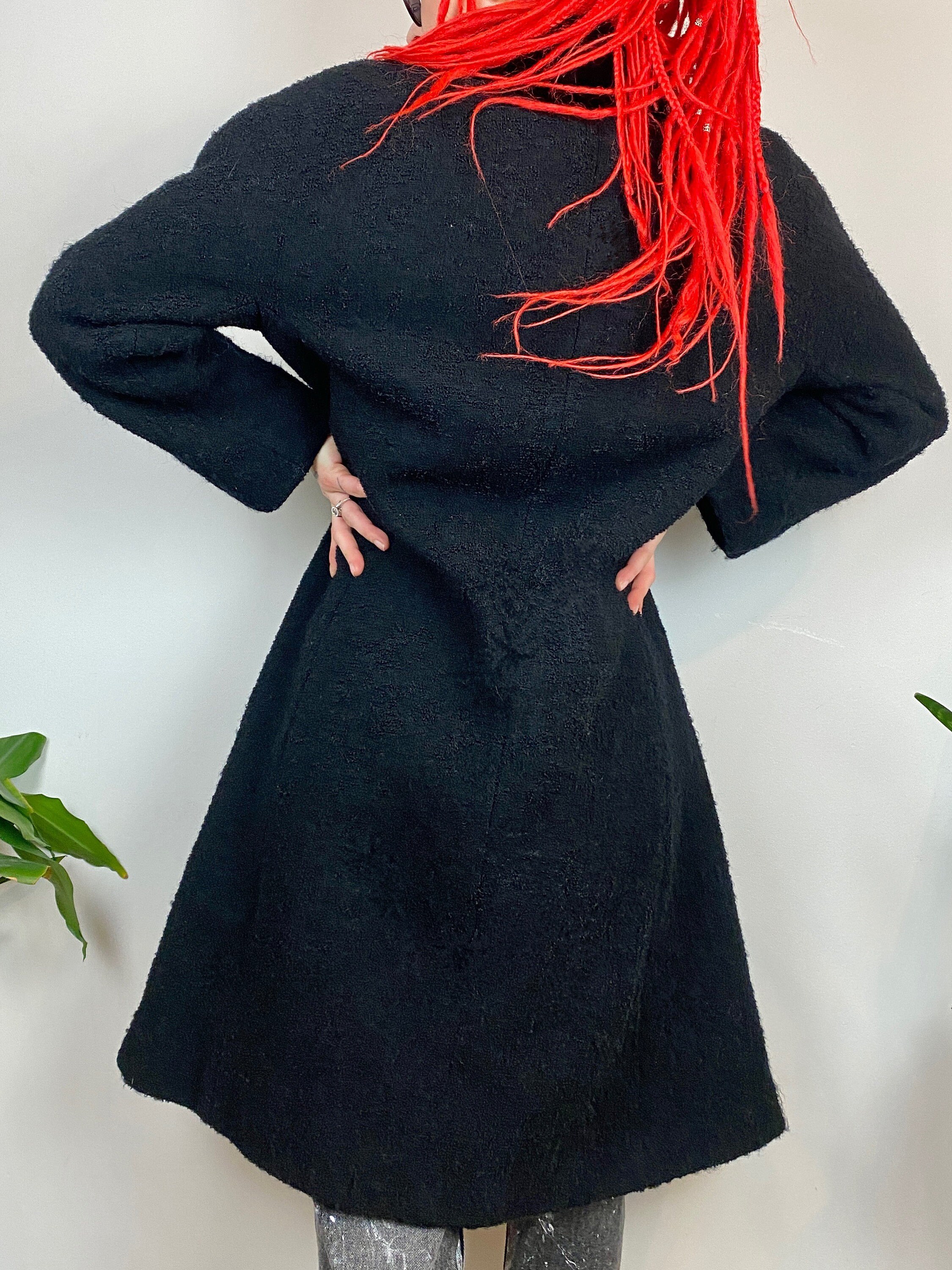 Vintage Wool Coat: 1930s German HOKLA Berlin, Fur Collar, Bow Tie