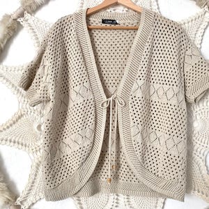 Crochet Knit Bolero: Boho Hippie Cardigan (Size M/L)
