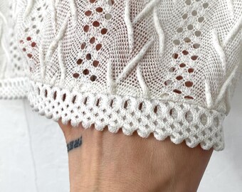 Blusa vintage de punto con botones: VONNEL Top retro de encaje color crudo (S/M)