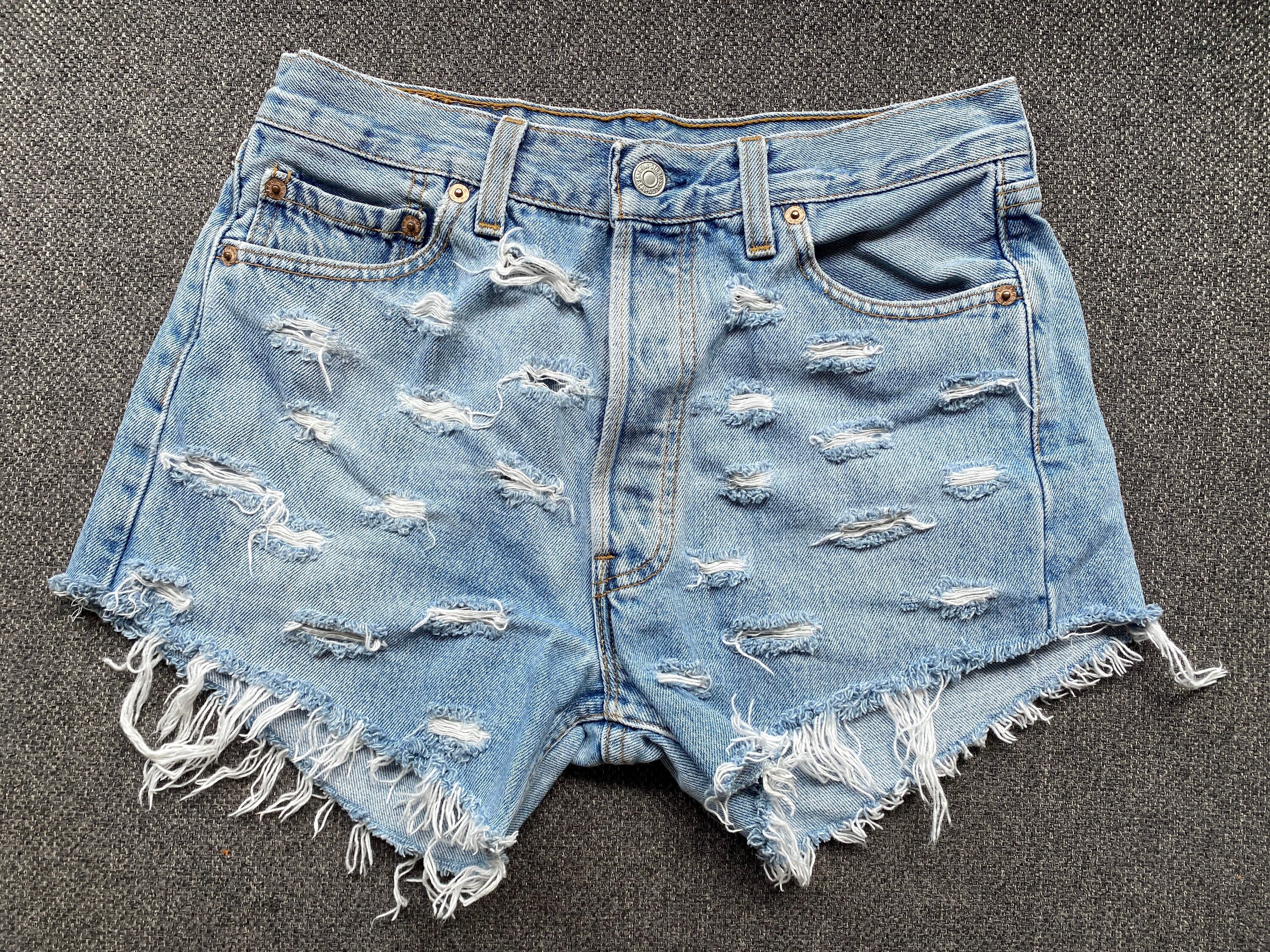 Levis Shorts 501 Distressed Denim W30 L34 - Etsy