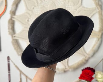 Vintage KANGOL lightweight Hat - black fedora summr headwear, Size 56