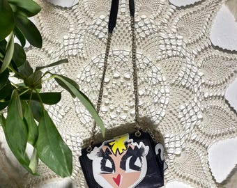 Vintage GUESS Pop Art Shoulder Bag: Black Chain Handbag