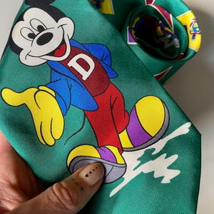 Vintage Mickey necktie silk, collage Neck Tie UCLA Michigan , cartoon pattern, men’s necktie, Adult tie, Disney