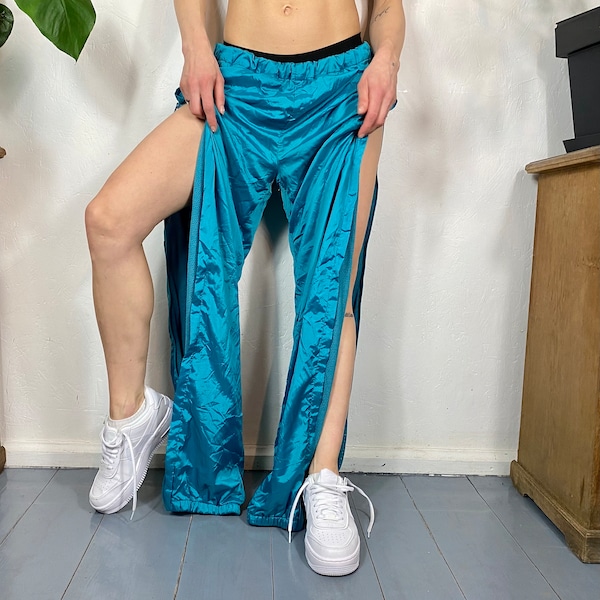Vintage Adidas pants with side zippers, hiking jogger bottoms, blue turquoise track pants, 180, L