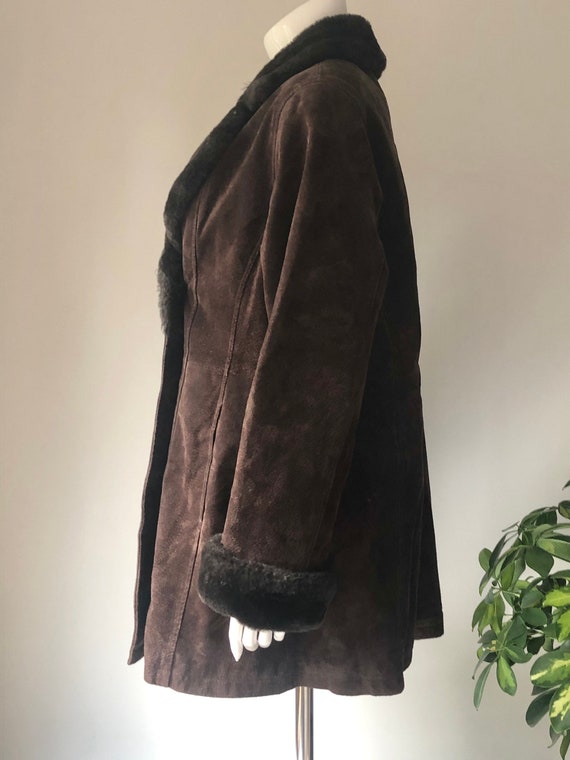 Vintage women’s leather coat, winter parka, brown… - image 7