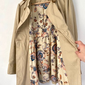 Ruffled trench coat, Beige Trench, feminine lolita fall coat, Spring jacket, Duster, English style, ruffle, size L