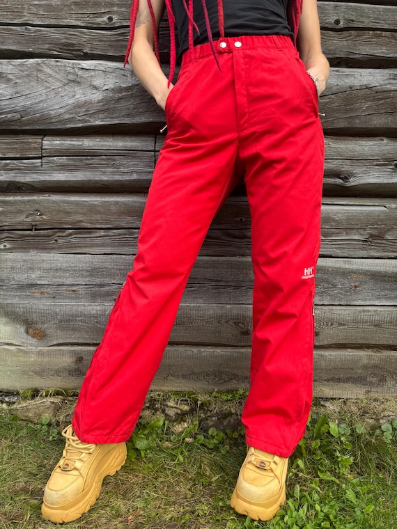Helly Hansen, Vintage HELLY HANSEN Pants, womans skii cotton red bottoms , size S