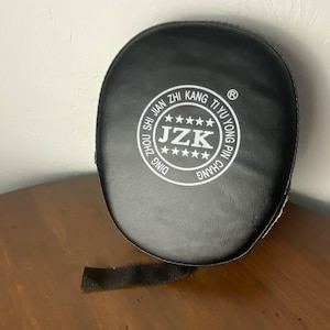 Black boxing glove, smashing mitt, faux leather training punch mitten