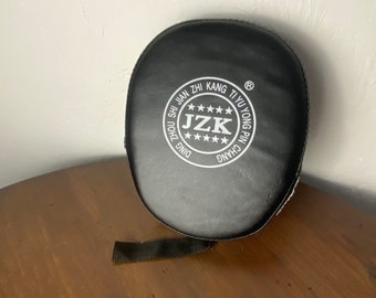 Black boxing glove, smashing mitt, faux leather training punch mitten