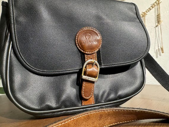 Leather Long Handle Bag, 90s DELSEY Buckle Messenger Bag, Womans