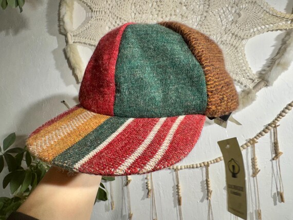 Wool patchwork baseball cap, colourful fun woolen… - image 5