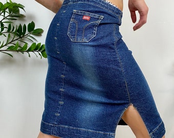 Vintage Miss Sixty Denim Midi Skirt - 90s Italian Jean Skirt , size Xs\S
