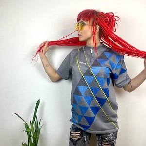 Camisa de ciclismo vintage AGU – Camisa geométrica cinza para MTB/bicicleta de estrada com bolsos, moletom esportivo