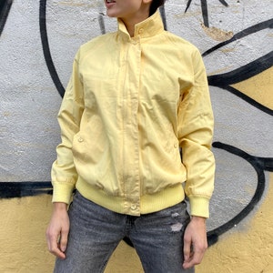 Yellow vintage jacket from PA MAXIM, Lightweight cotton blazer jacket, high collar spring cotton jacket, size S/M