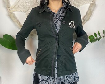 Giacca vintage VANS, giacca blazer da donna in cotone, registrazione NBS sullo skateboard, taglia M