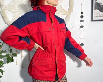 EVEREST weather jacket, red hooded windbreaker winter jacket, size 160