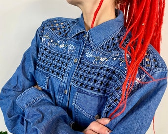 Funky Denim Shirt - Etsy