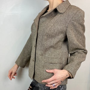 Vintage wool Blazer from CANDA, wool and silk, warm jacket from 80’s, sand beige collared jacket, boxy fit, size L