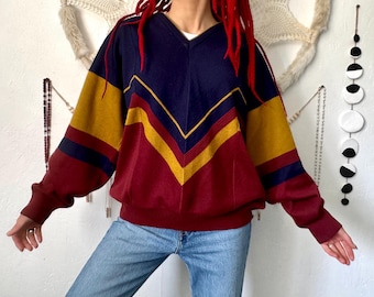 Jersey geométrico vintage: GABICCI, fabricado en Italia (Talla L)