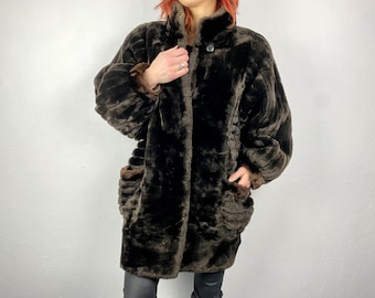 【 VINTAGE 】 Teddy Jacket Vintage Golden Brown Faux Fur Teddy Bear Jacket, Coat (B112